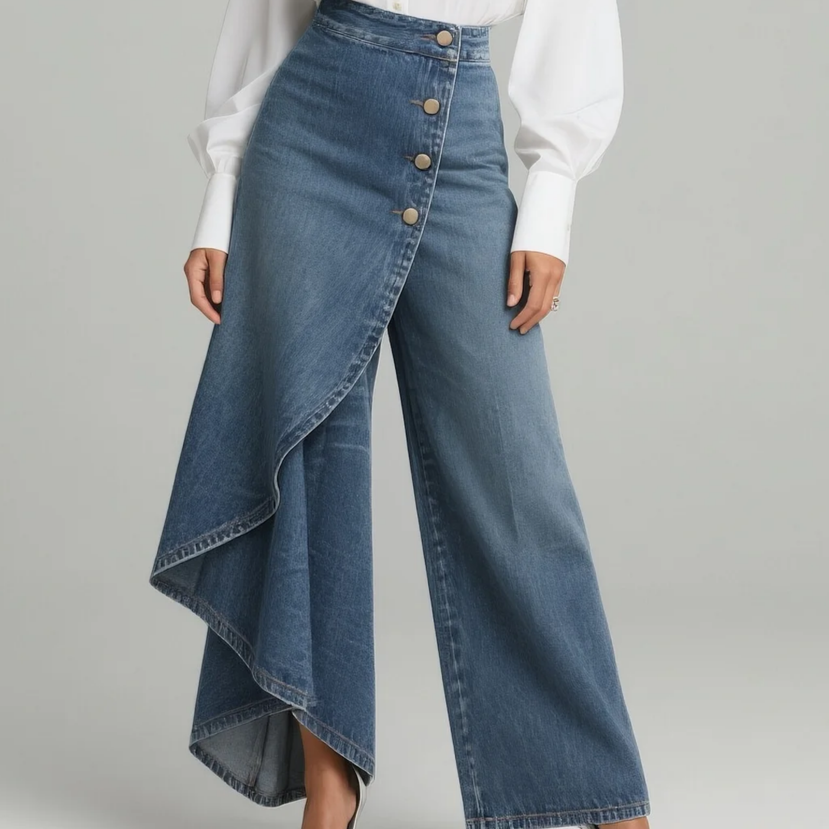 Louna - Pantalons en Denim Enveloppants