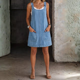 Irís - Robe à Bretelles en Denim Décontractée