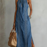 Júlia - Robe en Denim avec Dentelle Rétro