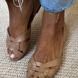 Espadrilles Plates à Bout Ouvert et Tressage Entrecroisé