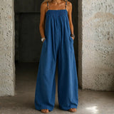 Magali - Combinaison en Denim à Jambes Larges