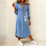 Helena - Robe Chemise en Denim Décontractée Élégante