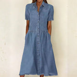 Caroline - Robe en Jean à Manches Courtes