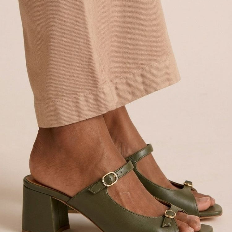 Sandales à Talon Épais, Bout Ouvert et Brides Colorées