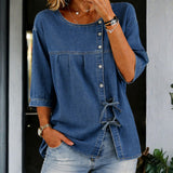 Véronique - Blouse en Denim Vintage Longue