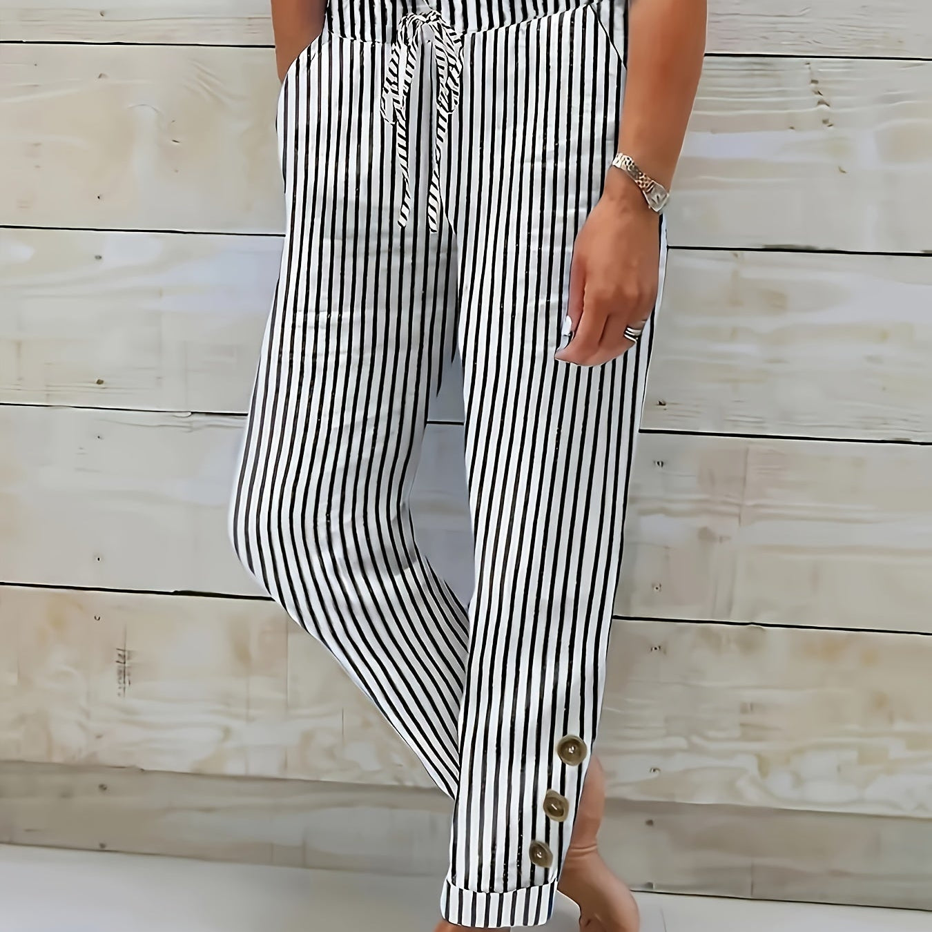 Raquelle - Pantalon Rayé Décontracté