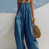 Magali - Combinaison en Denim à Jambes Larges