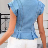 Virginie - Top en Denim avec Décolleté en V