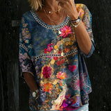 Aurélie - Blouse en Denim Floral Vintage