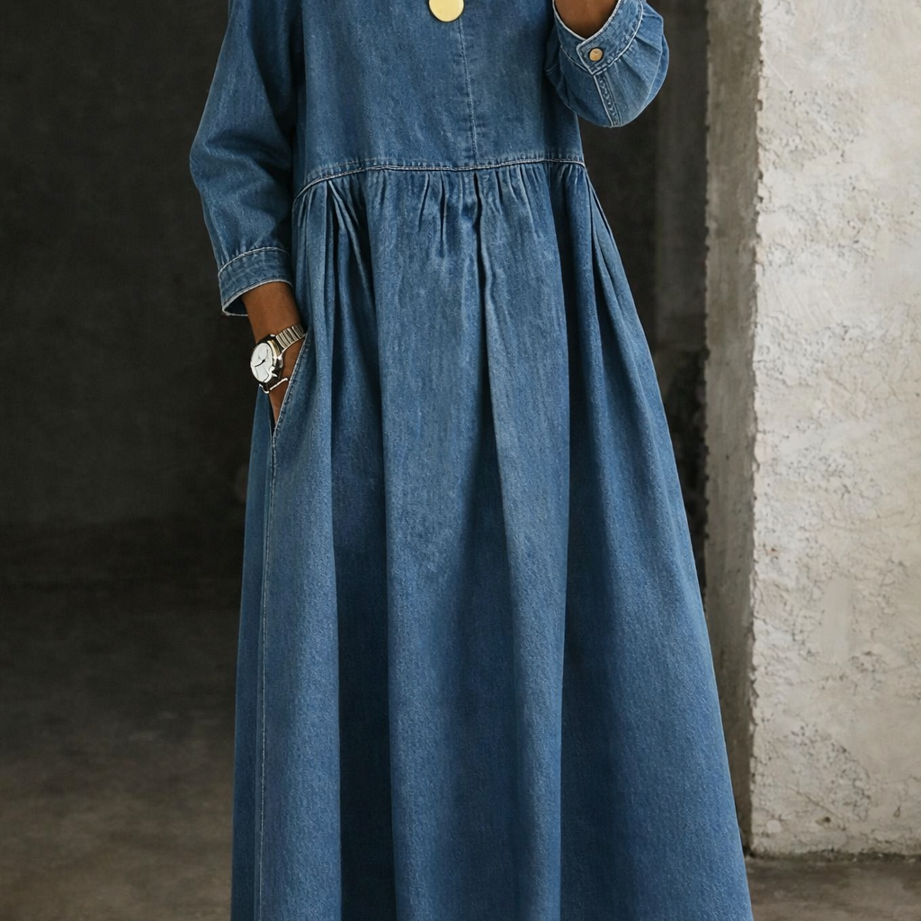 Océane - Robe en Denim avec Col Peter Pan