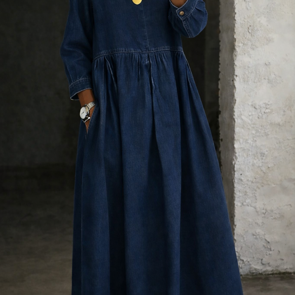Océane - Robe en Denim avec Col Peter Pan