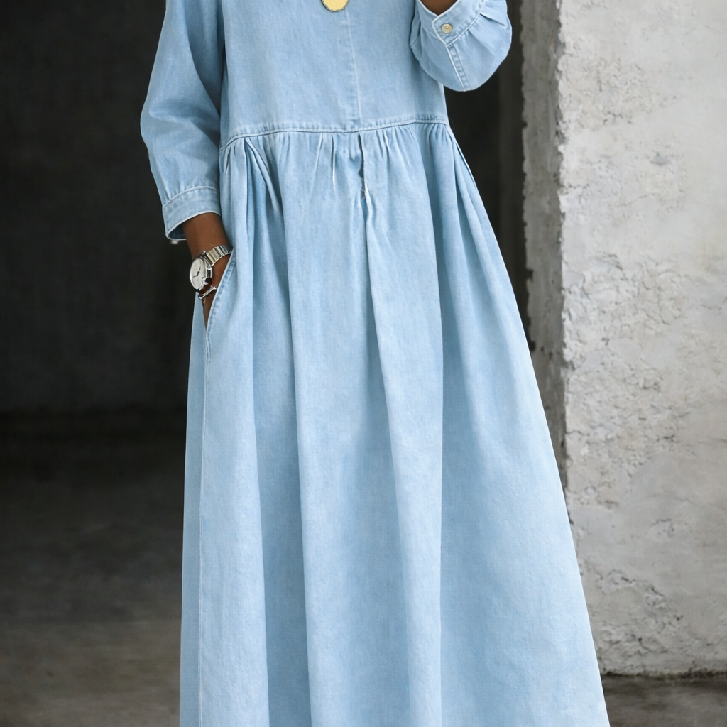 Océane - Robe en Denim avec Col Peter Pan
