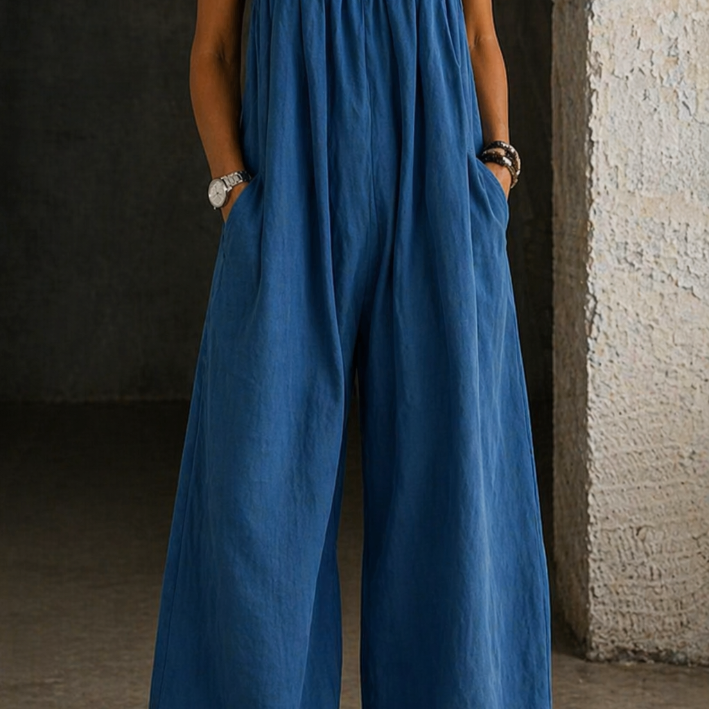Magali - Combinaison en Denim à Jambes Larges
