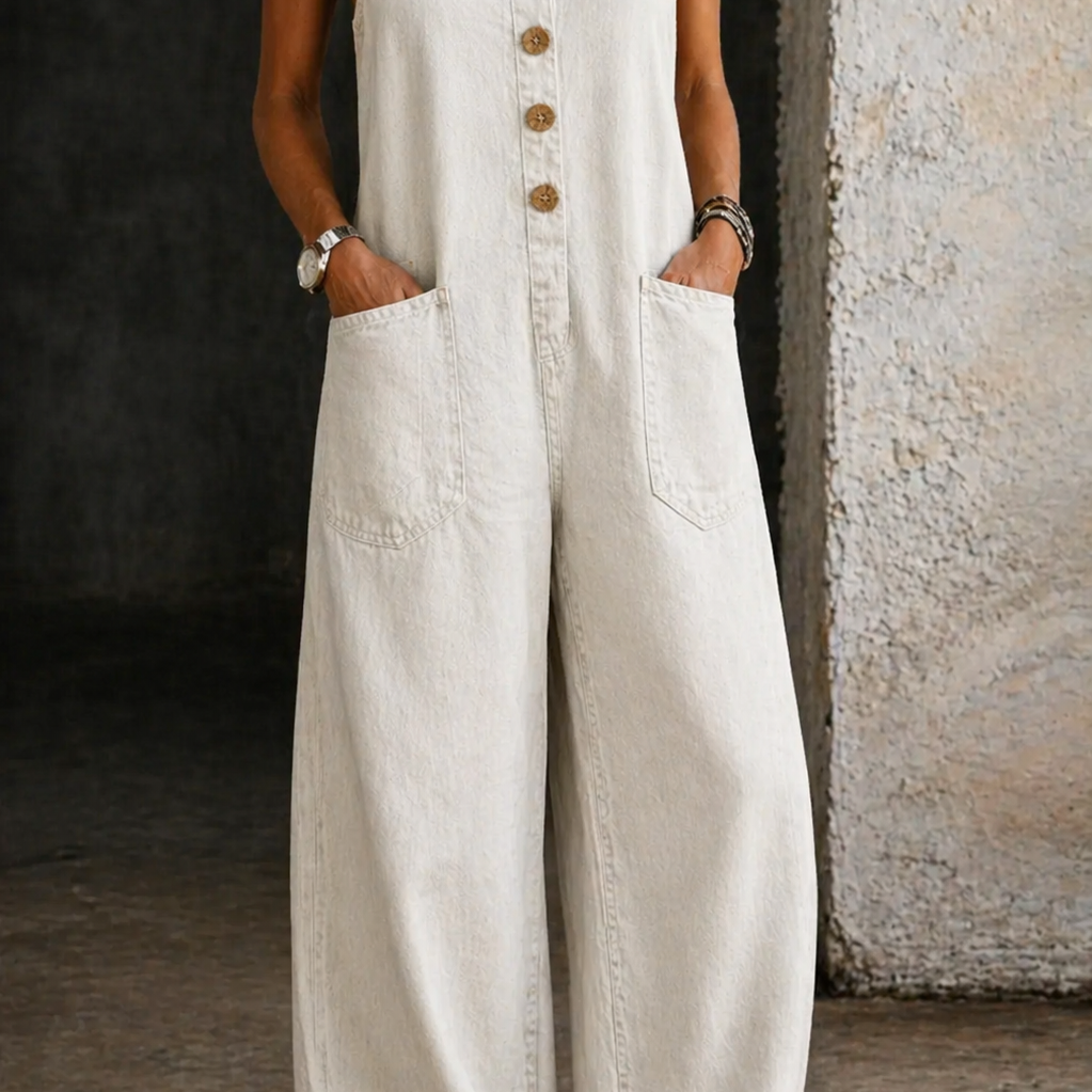 Vivienne - Salopette en Denim Coton Vintage Lavé