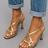 Sandales Dorées Métalliques à Brides Croisées