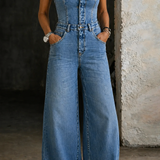 Lucie - Salopette en Denim Sans Bretelles