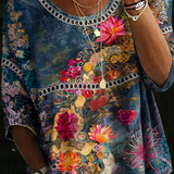 Aurélie - Blouse en Denim Floral Vintage