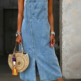 Ségolène - Robe à Bretelles en Denim Décontractée