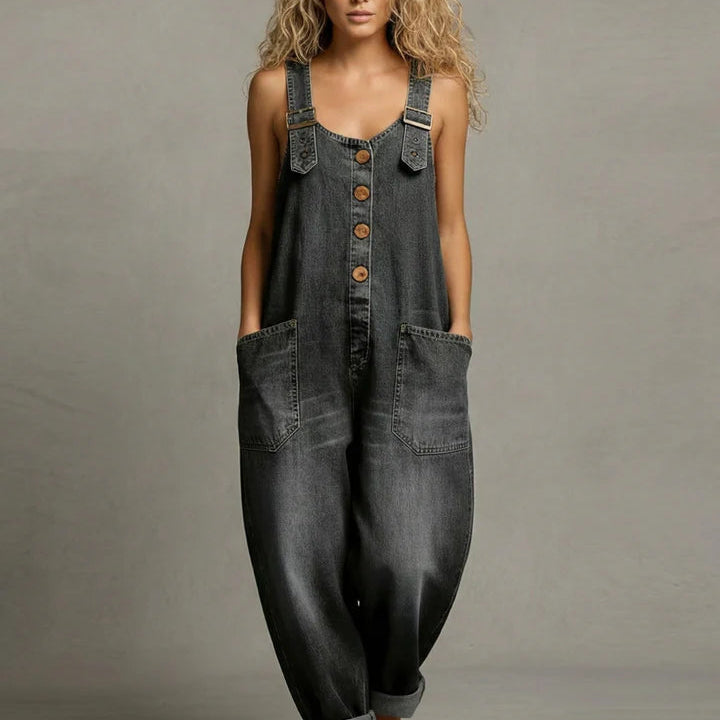 Eléonore - Combinaison en Denim Stylée avec Poches