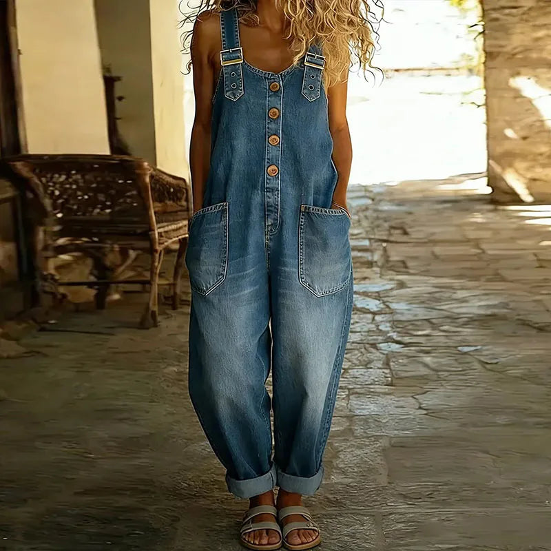 Madeleine - Combinaison Vintage en Coton Doux avec Aspect Denim
