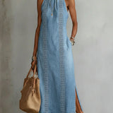 Júlia - Robe en Denim avec Dentelle Rétro