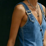 Anaïs - Robe Longue en Denim avec Boutons