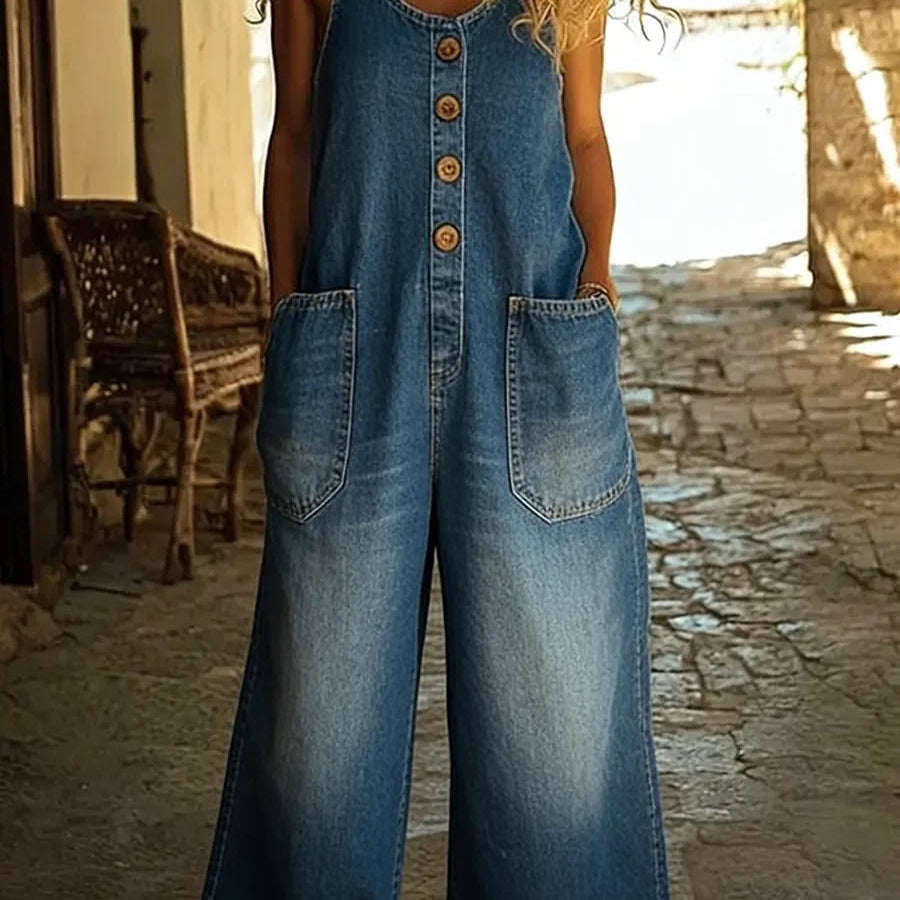 Chloé - Combinaison en Denim Lavé Vintage