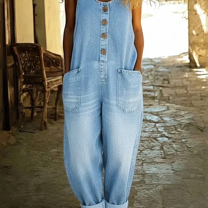 Chloé - Combinaison en Denim Lavé Vintage