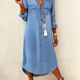 Helena - Robe Chemise en Denim Décontractée Élégante