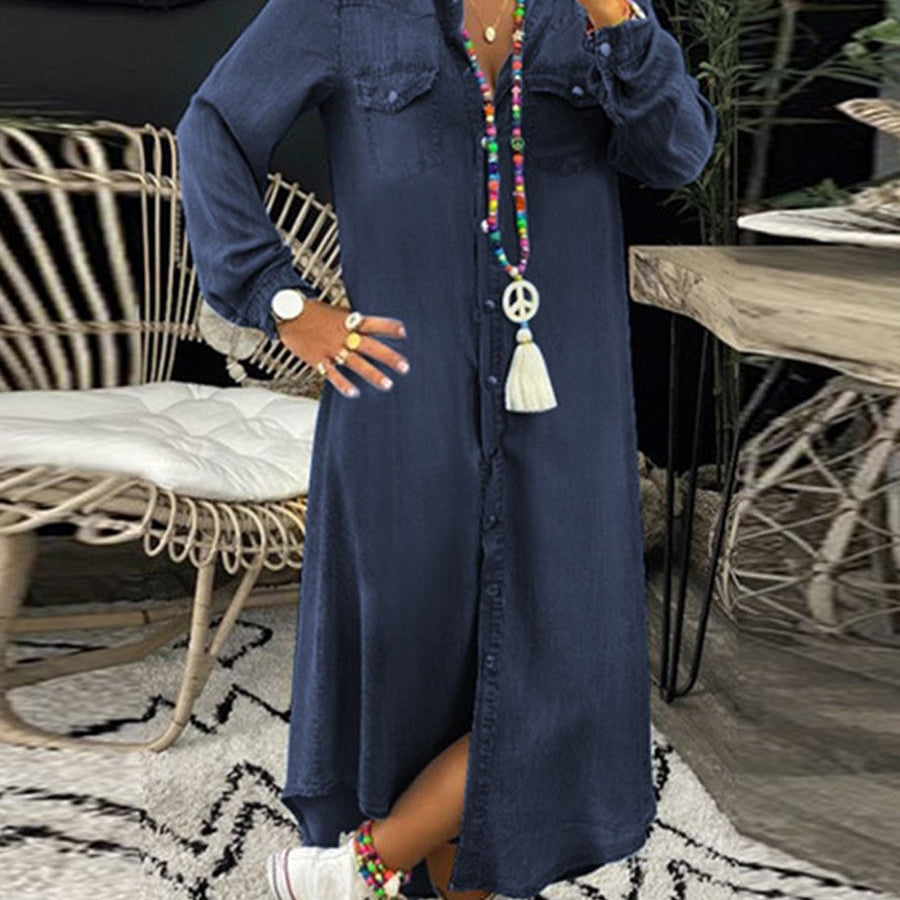 Helena - Robe Chemise en Denim Décontractée Élégante