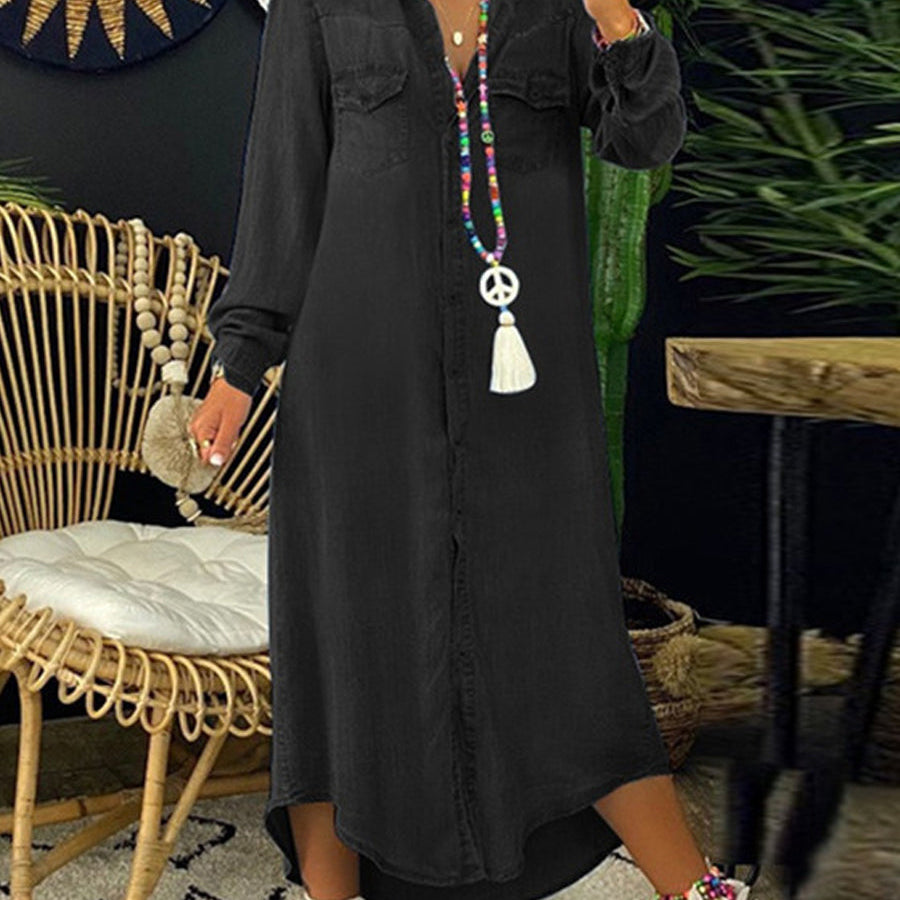 Helena - Robe Chemise en Denim Décontractée Élégante