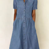Caroline - Robe en Jean à Manches Courtes