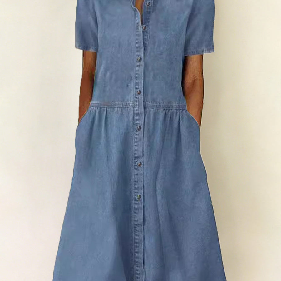 Caroline - Robe en Jean à Manches Courtes