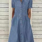 Caroline - Robe en Jean à Manches Courtes